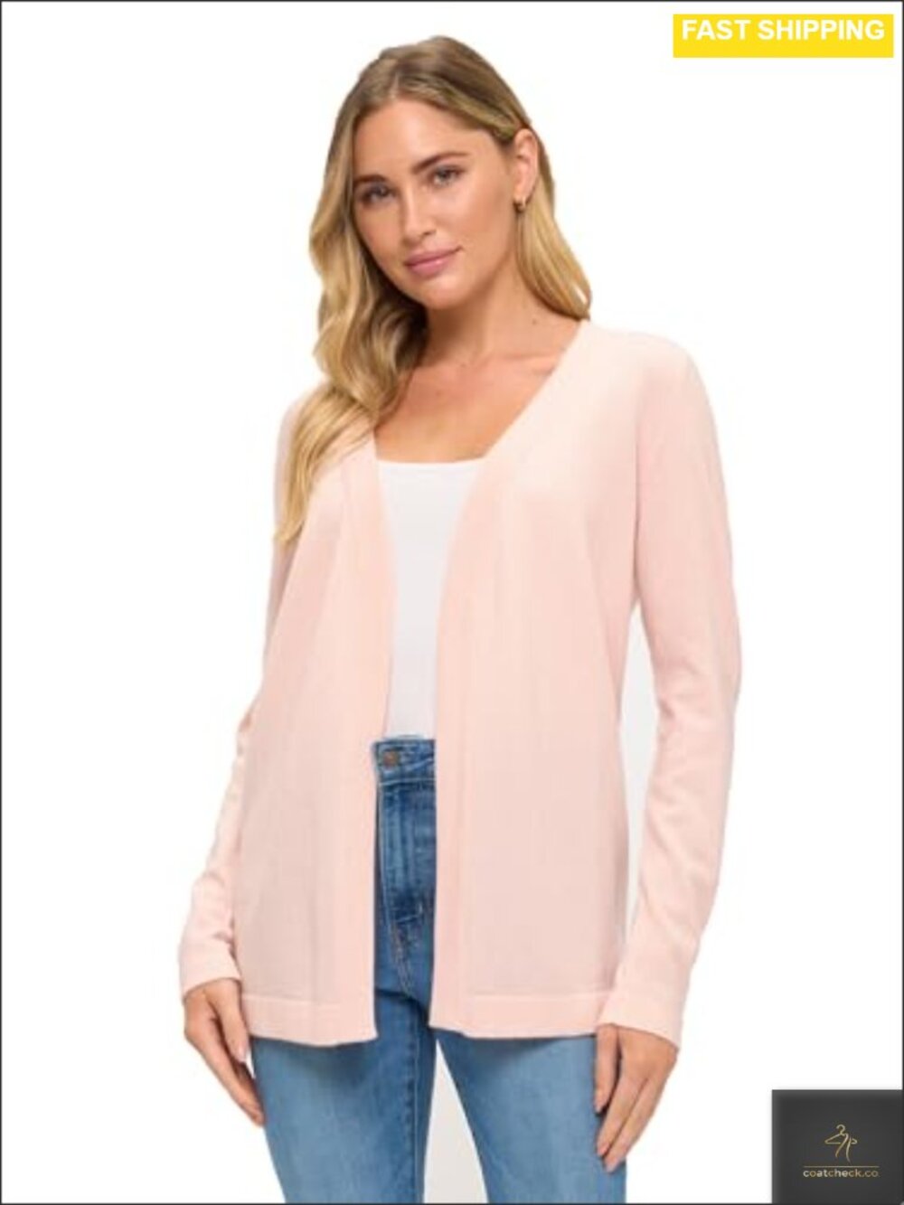 100% Cashmere Long Sleeve Open Front Drape Cardigan